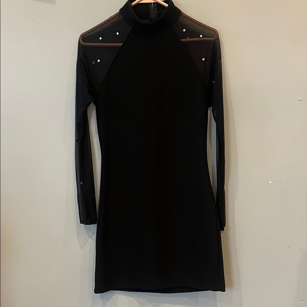 Elegant Black Sheer Sleeve Dress